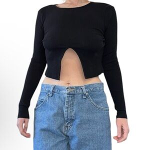 NWOT Slit Long Sleeve Crop Top